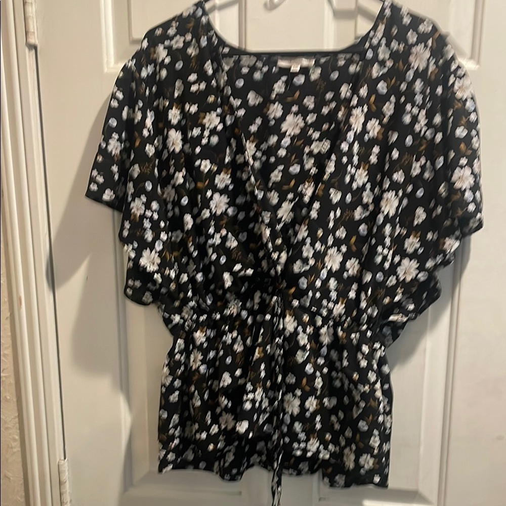 Floral Black and White Blouse